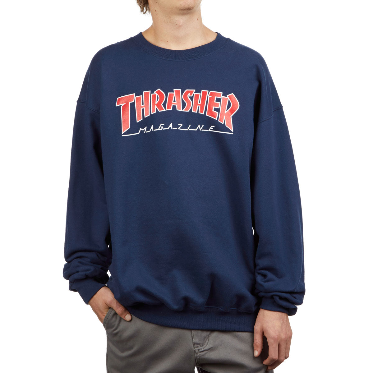 Thrasher Oulined Crew Sweatshirt - Navy Blue image 1