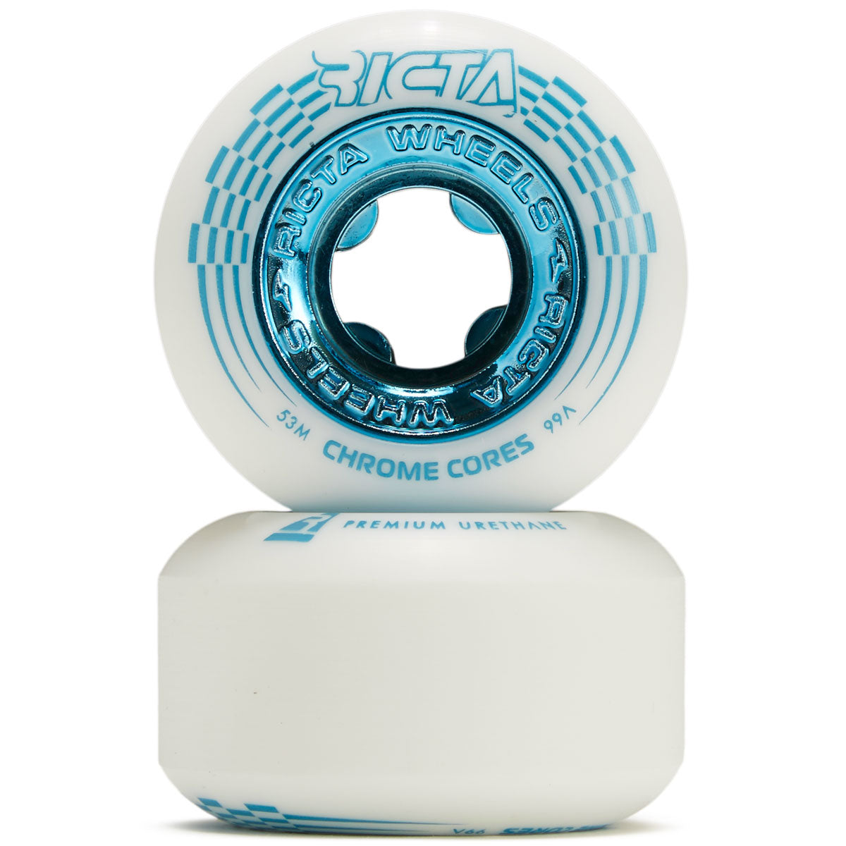 Ricta Chrome Core 99a Skateboard Wheels - White/Teal - 53mm image 2