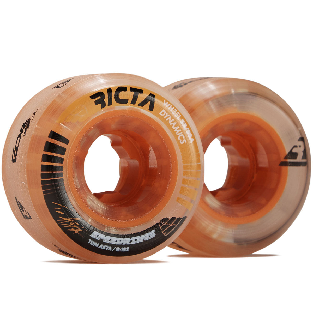 Ricta Asta Speedrings Slim 95a Skateboard Wheels - Clear Orange - 53mm image 1