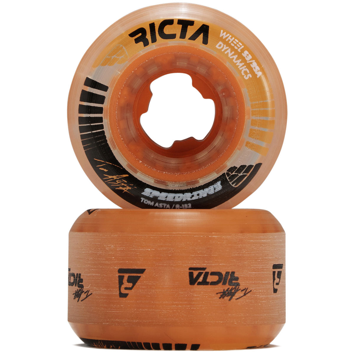 Ricta Asta Speedrings Slim 95a Skateboard Wheels - Clear Orange - 53mm image 2