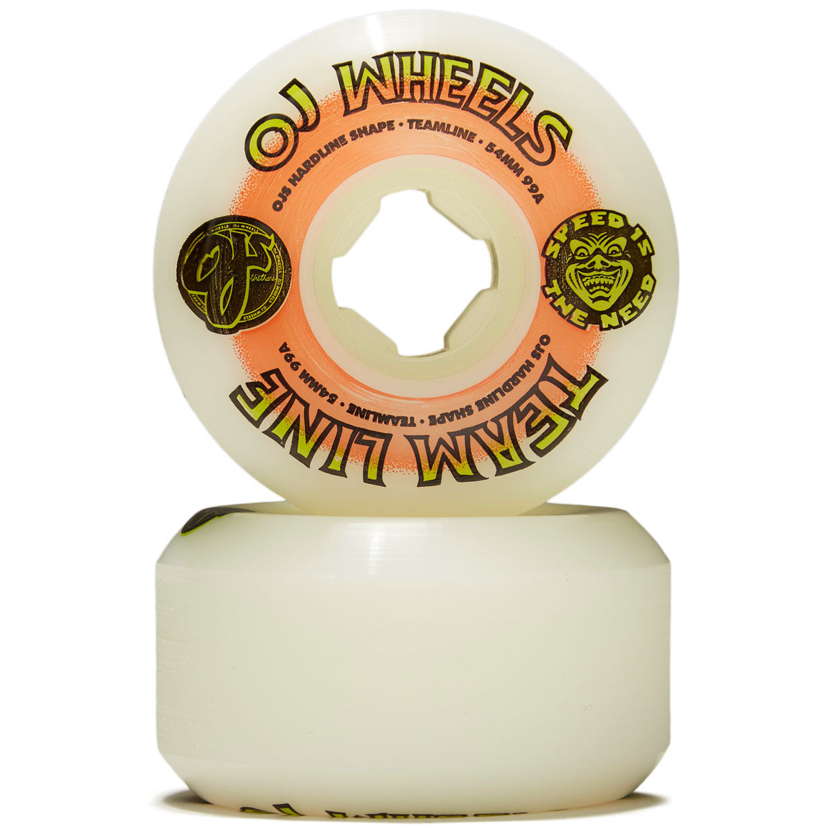 OJ Team Line Original Nomads 99a Skateboard Wheels - White/Orange/Green - 54mm image 2