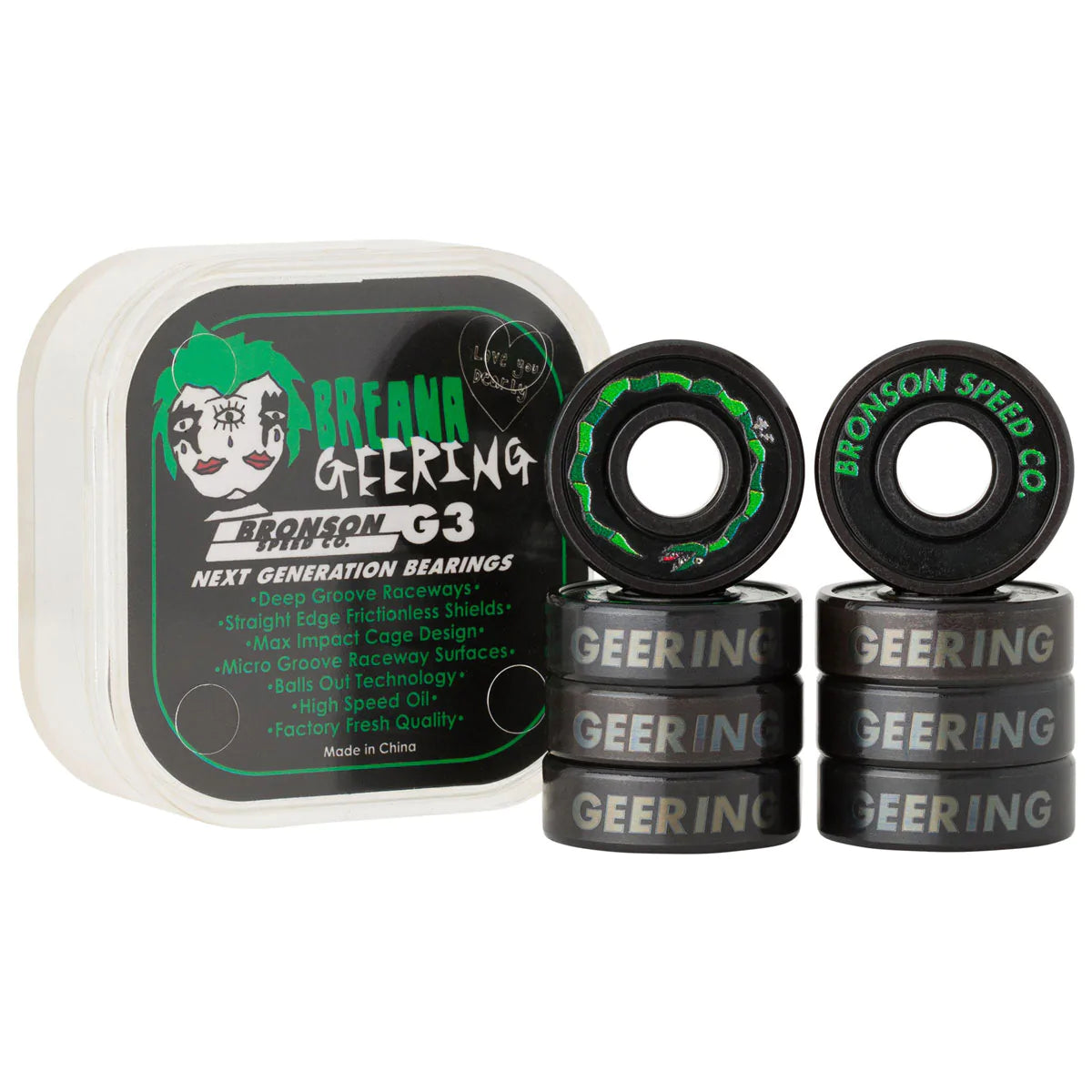 Bronson Breana Geering Pro G3 Bearings - Green image 1