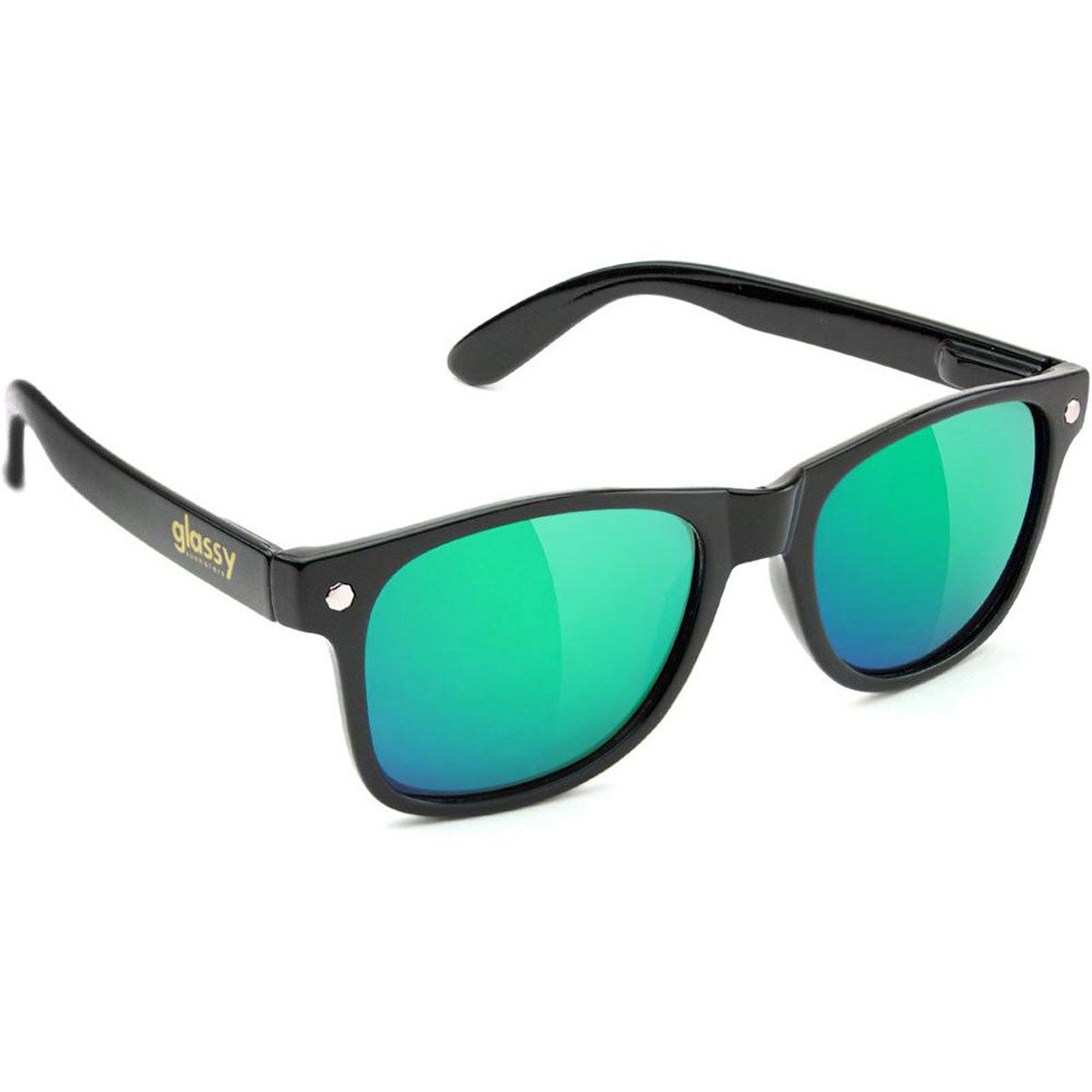 Glassy Leonard Polarized Sunglasses - Matte Black/Green Mirror image 1