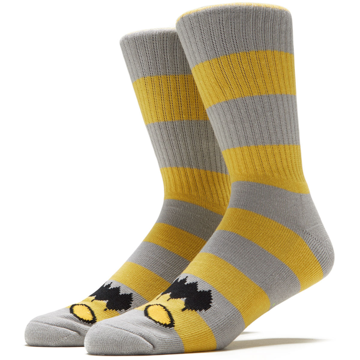 Toy Machine Monster Big Stripe Socks - Yellow/Grey image 1