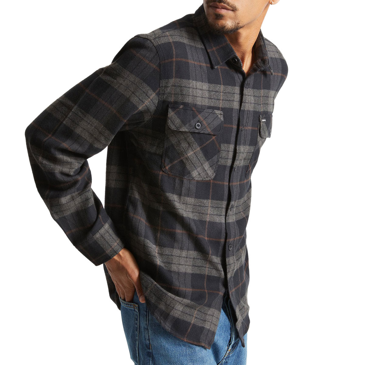 Brixton Bowery Long Sleeve Shirt - Black/Charcoal image 2