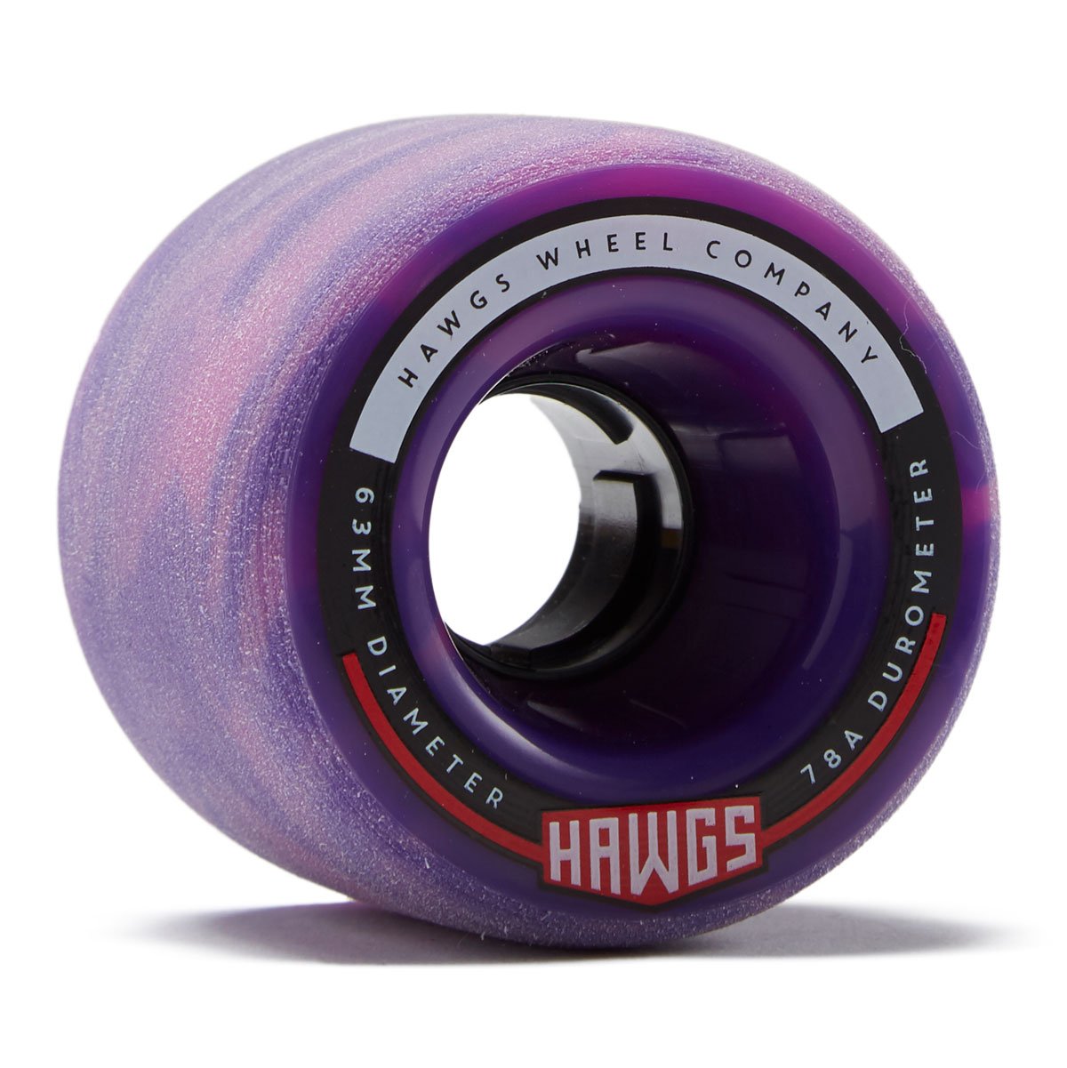 Hawgs Fatty 78a Stone Ground Longboard Wheels - Pink/Purple Swirl - 63mm image 1