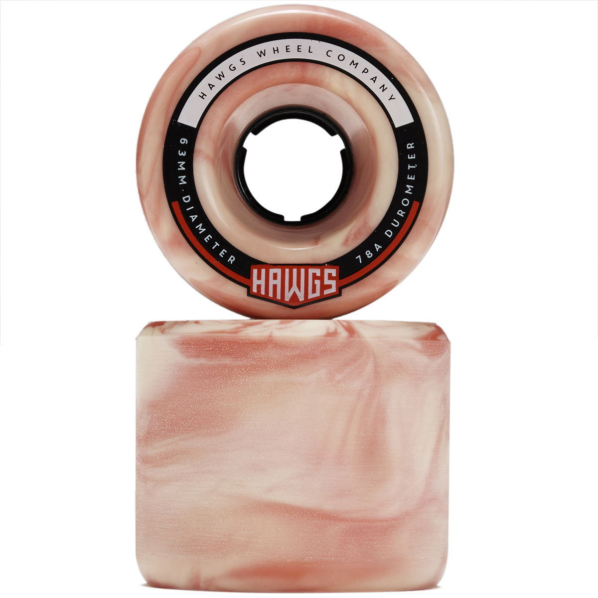 Hawgs Fatty 78a Stone Ground Longboard Wheels - Pink/White - 63mm image 2