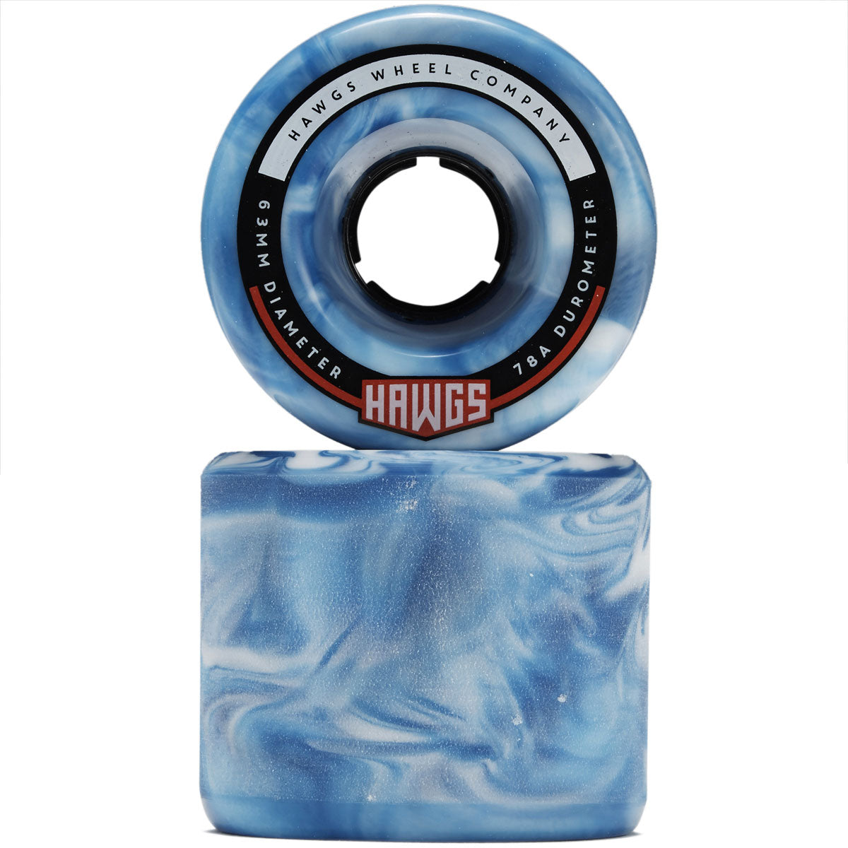 Hawgs Fatty 78a Stone Ground Longboard Wheels - Sky Blue Swirl - 63mm image 2